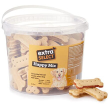 Extra Select Happy Mix Dog Treats – 3ltr Bucket (Approx 100 Biscuits), 3 Flavours, 01SBT5 – Crunchy Bone-Shaped Rewards for All Sizes