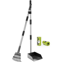 Yangbaga XL Dog Pooper Scooper - 38.4 in Adjustable Handle, Stainless Steel Tube, Aluminum Tray & Rake, Upgraded 30% Thicker Tube, Easy-Clean
