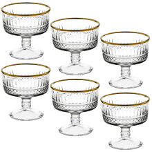 (6) Glass Dessert Bowls Ice Cream Sundae Fruit Cocktail Pudding Footed Dessert Cups