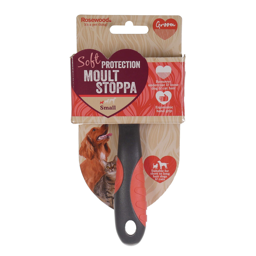 Soft Protection Moult Stoppa, Professional Grooming Brush for Dogs & Cats, Small