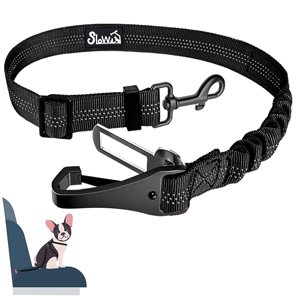 Eyein Dog Seat Belt, 2 In 1 Attachment Dog Car Harnesses Belt, Hook Latch Bar & Seatbelt Buckle With Anti Shock Elastic Nylon Bungee Buffer, Adjustable