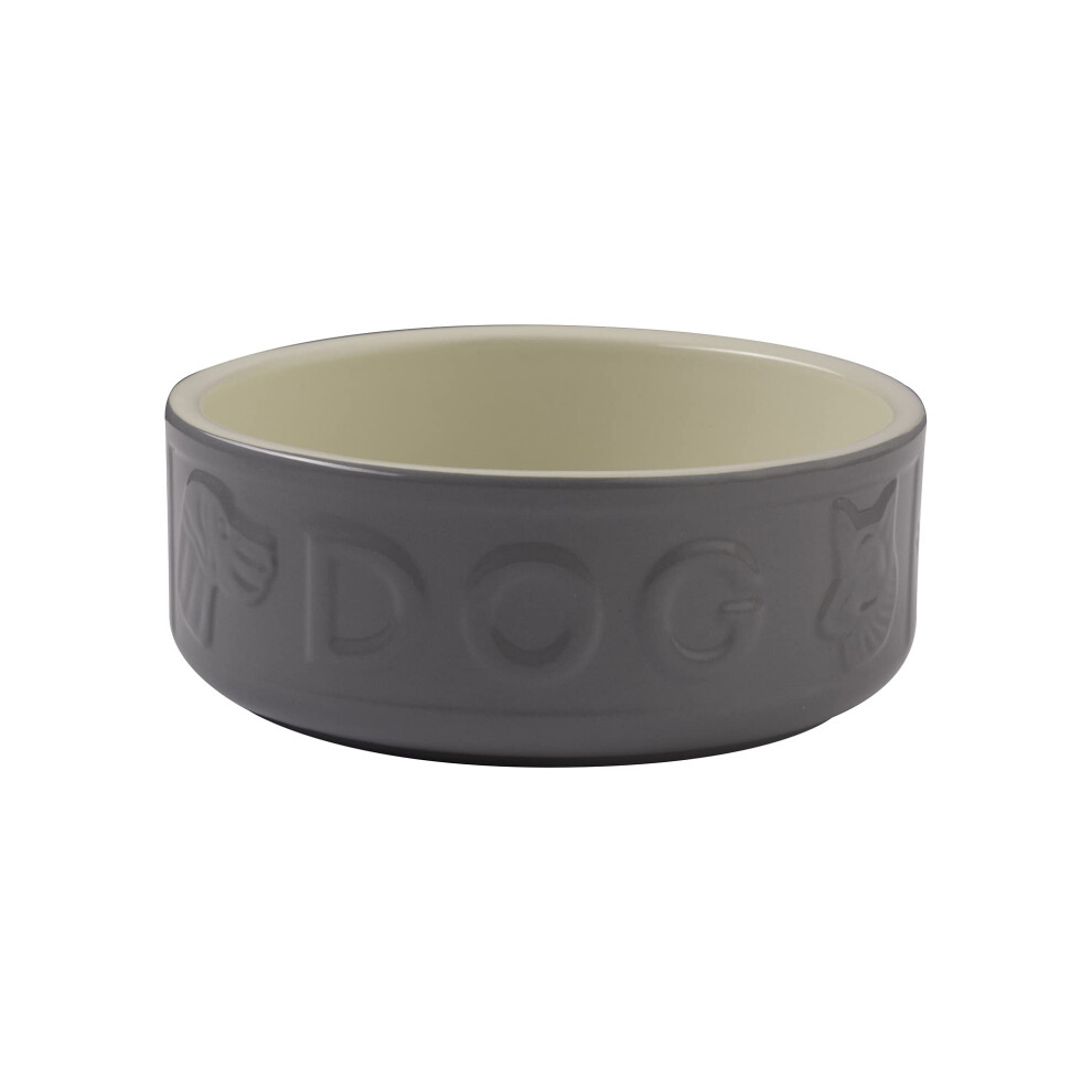 Grey Lettered Dog Bowl 15 cm