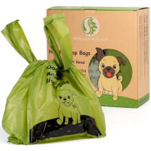 Tie Handles Poo Bags for Dog Waste, 300 Pet Poop Bags, 100% Leak-proof Thick and Strong Biodegradable (Green)