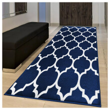 (80 x 150 cm- Printed Large Runner Rug, Ava Navy Blue) Living Room Runner Rugs Printed Carpets Floor Mats