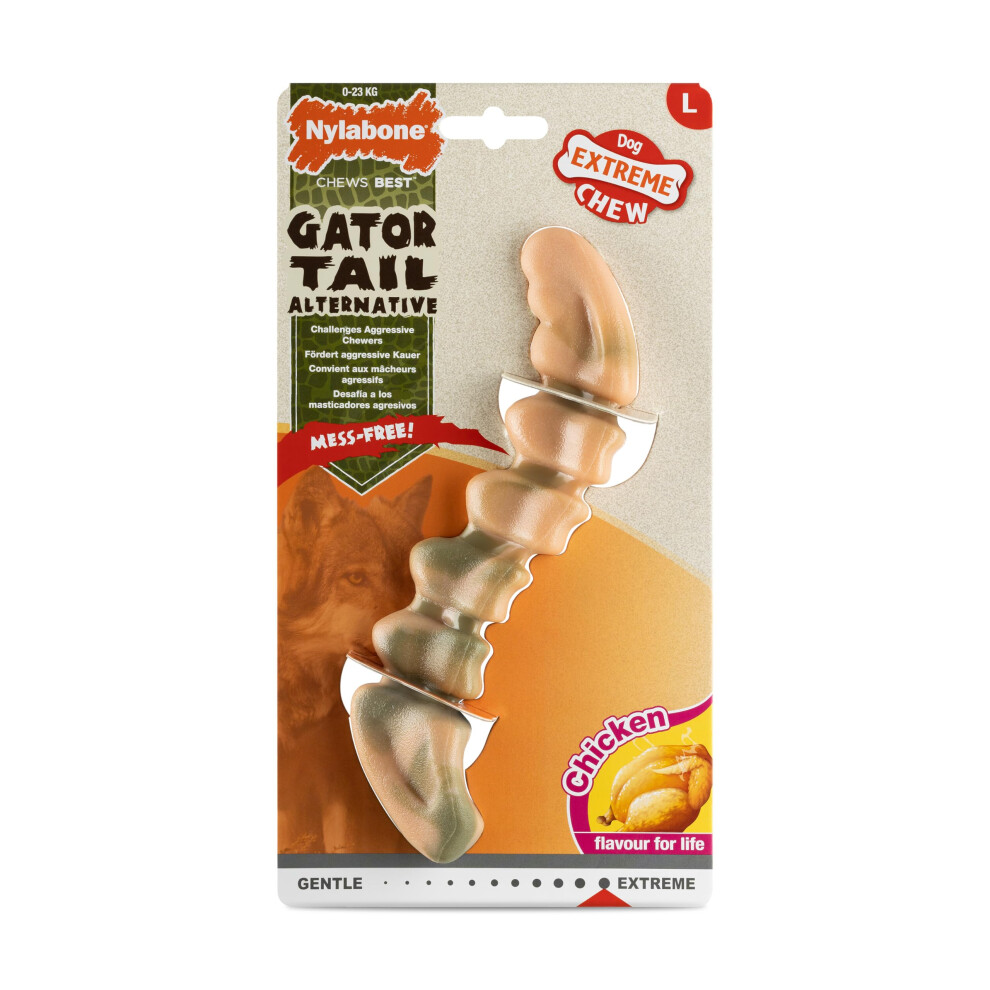 Extreme Power Chew Gator Tail Alternative Dog Chew Toy, Chicken Flavour, Large/Giant â for Dogs up to 23kg