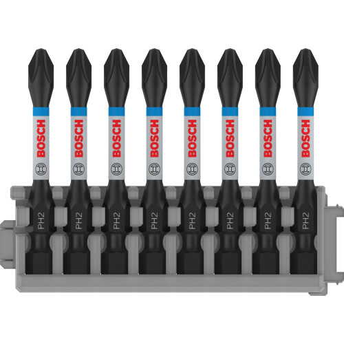 Bosch Professional 8pcs. Screwdriver Bit Set Phillips (Impact Control, PH2 Bits, Length 50 mm, Pick and Click, Accessory Impact Drill)
