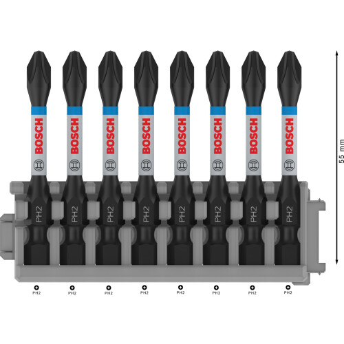 Bosch Professional 8pcs. Screwdriver Bit Set Phillips (Impact Control, PH2 Bits, Length 50 mm, Pick and Click, Accessory Impact Drill) 2