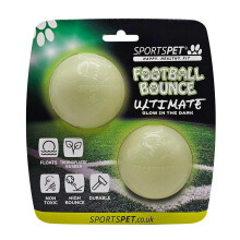 Football Bounce Natural Rubber Dog Balls - Ultimate Glow in the Dark Dog Ball - Floating Throw and Fetch Toy Ball for Dogs - Pack of 2 (64mm)