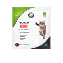 20 Extra Strong Thick Durable L (Large - 87 x 45 cm) Cat Litter Tray Liners with Extra Strong Drawstrings from Easy Applicator. For Medium and Large
