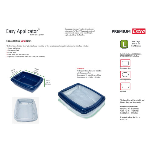 20 Extra Strong Thick Durable L (Large - 87 x 45 cm) Cat Litter Tray Liners with Extra Strong Drawstrings from Easy Applicator. For Medium and Large 2