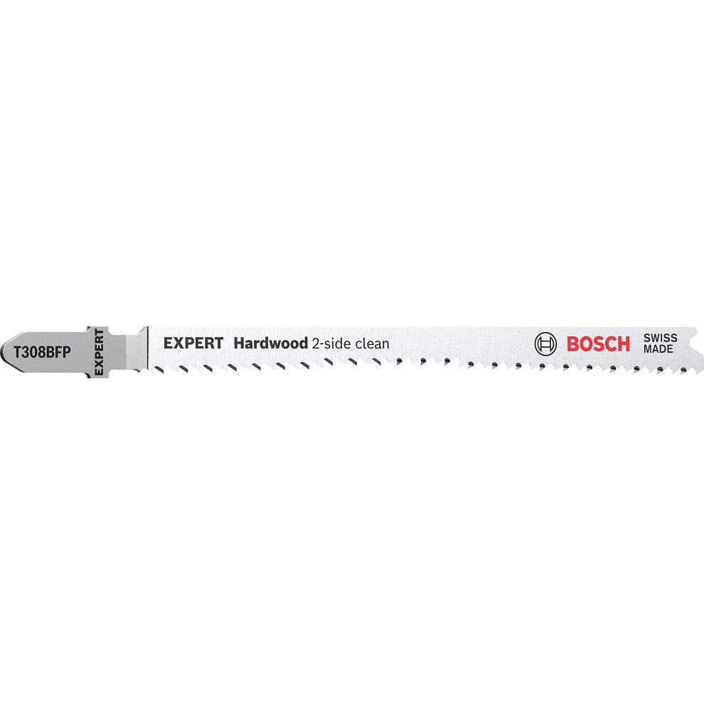 Bosch Professional 3X Expert ‘Hardwood 2-Side Clean' T 308 Bfp Jigsaw Blade (For Kitchen Countertop, Plastic Coated Boards, Length 117 Mm, Accessories