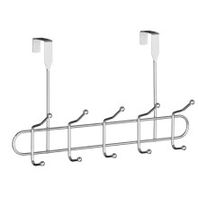 Housewares Over Door Coat Hooks | Over The Door Hanger for Bedroom with 10 Hooks | Anti-Slip Cloths, Belts, Coat Hooks for Door | Chrome Wire Frame