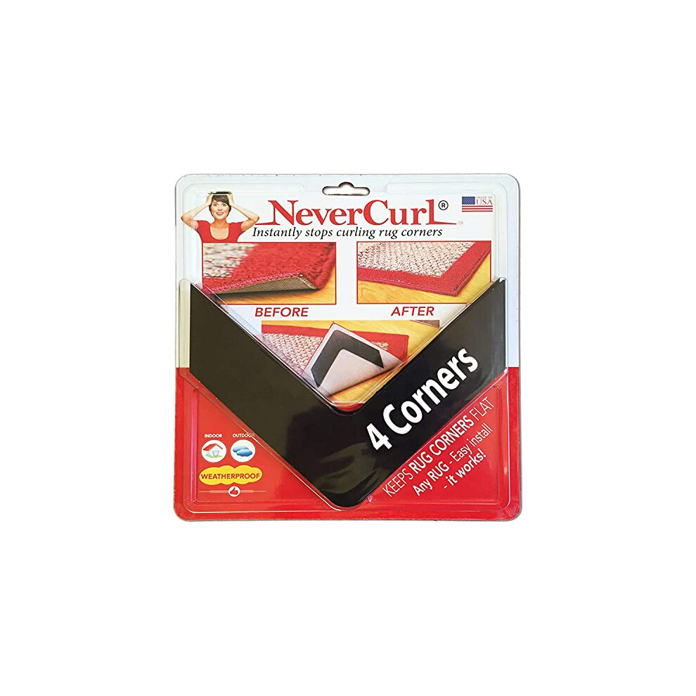 NeverCurl Anti Slip Rug Underlay - Premium Rug Corner Grippers for Wooden, Laminate, and Carpeted Floors - Non Slip and Anti-Curl Rug to Carpet