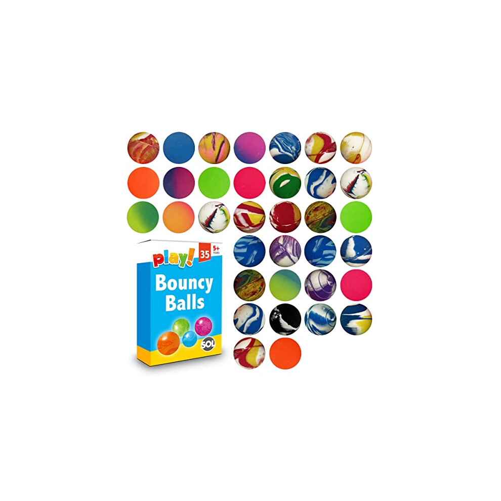 35pk Small Bouncy Balls for Kids Party Bags 22mm, Fun Party Fillers for Kids Party Bags, Bouncy Ball Party Bag Fillers for Kids Unisex, Rubber Balls