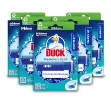 Fresh Discs Blue Starter Kit, Long-Lasting Gel Toilet Bowl Cleaner, Fights Stains & Limescale, Blue Water Effect, Azure Lagoon Scent, Pack of 5 (5 x
