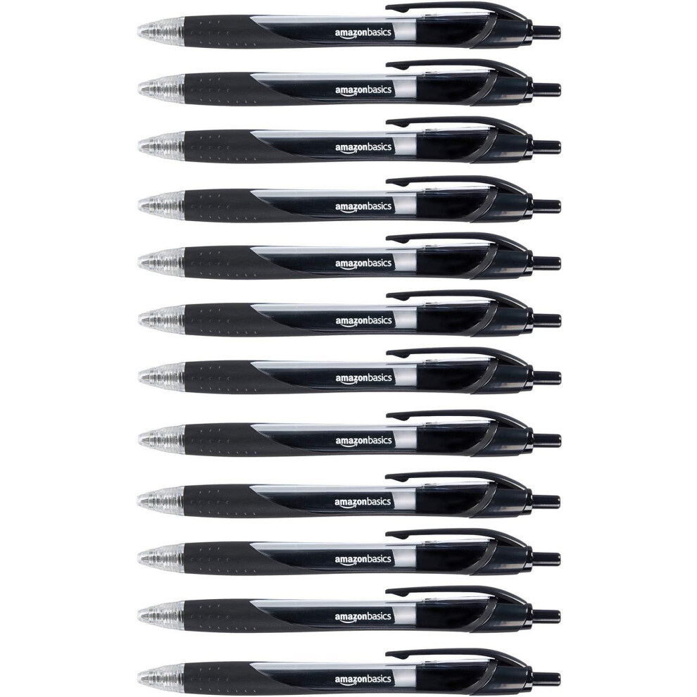 Amazon Retractable Gel Ink Pens - Fine Point, Black, 12-Pack