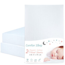 Crib Fitted Sheets 51x85 cm White Chicco nexttome Crib Sheets Fully Fitted and 100% Organic Cotton Completely Natural Set of 2 Ultra-soft and
