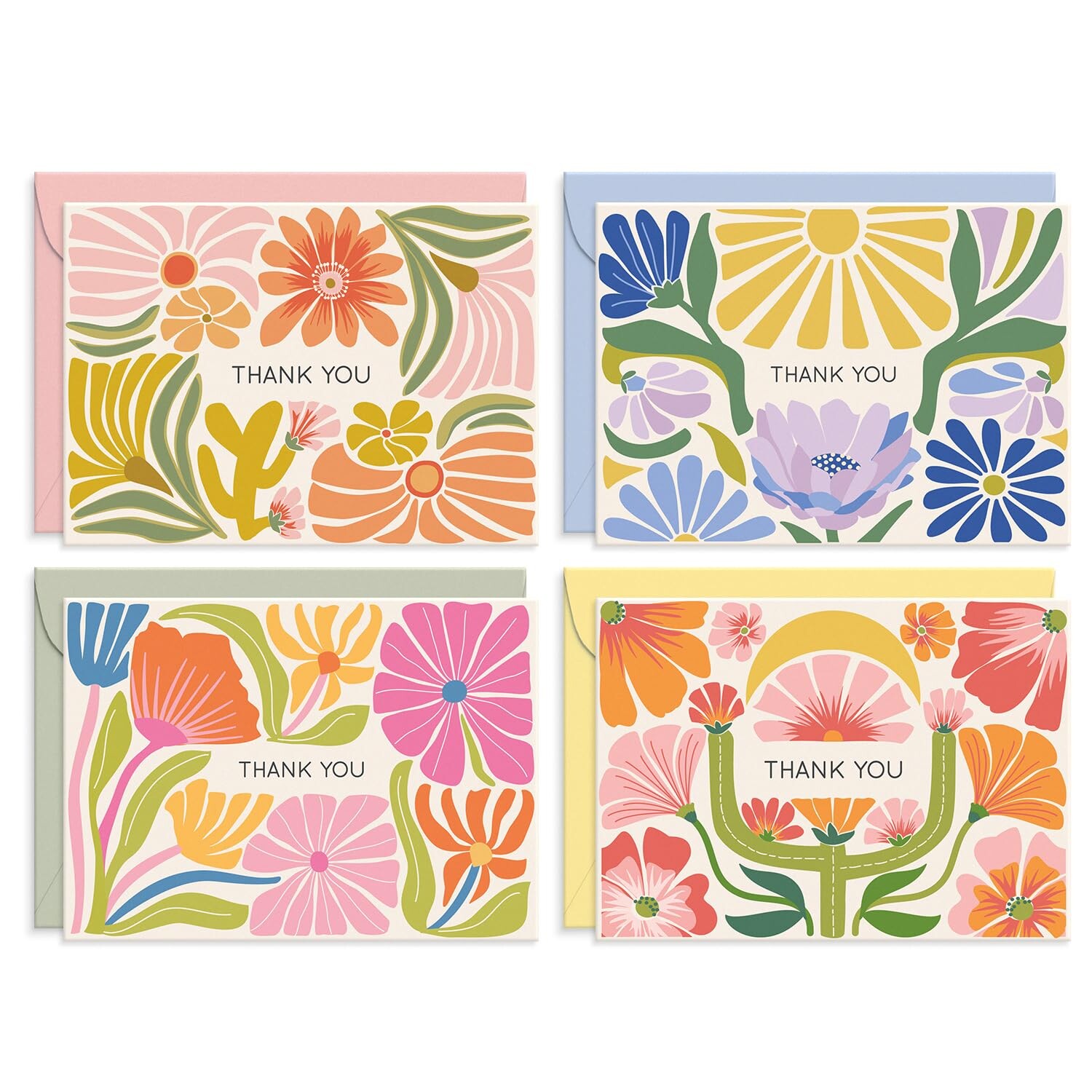 24 Thank You Cards Multipack Comes With Envelopes And Free Stickers Blank Greeting Sheet For Handwritten Messages Blank Watercolor Greeting Cards For Weddings Teachers Children Christmas And Birthd