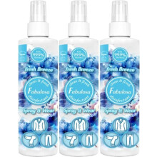 Fabulosa, Antibacterial Spray and Wear Dry Washing Fabric Clothes Freshener Spray Pack, Blue, 250ml, Fresh Breeze (Pack of 3)