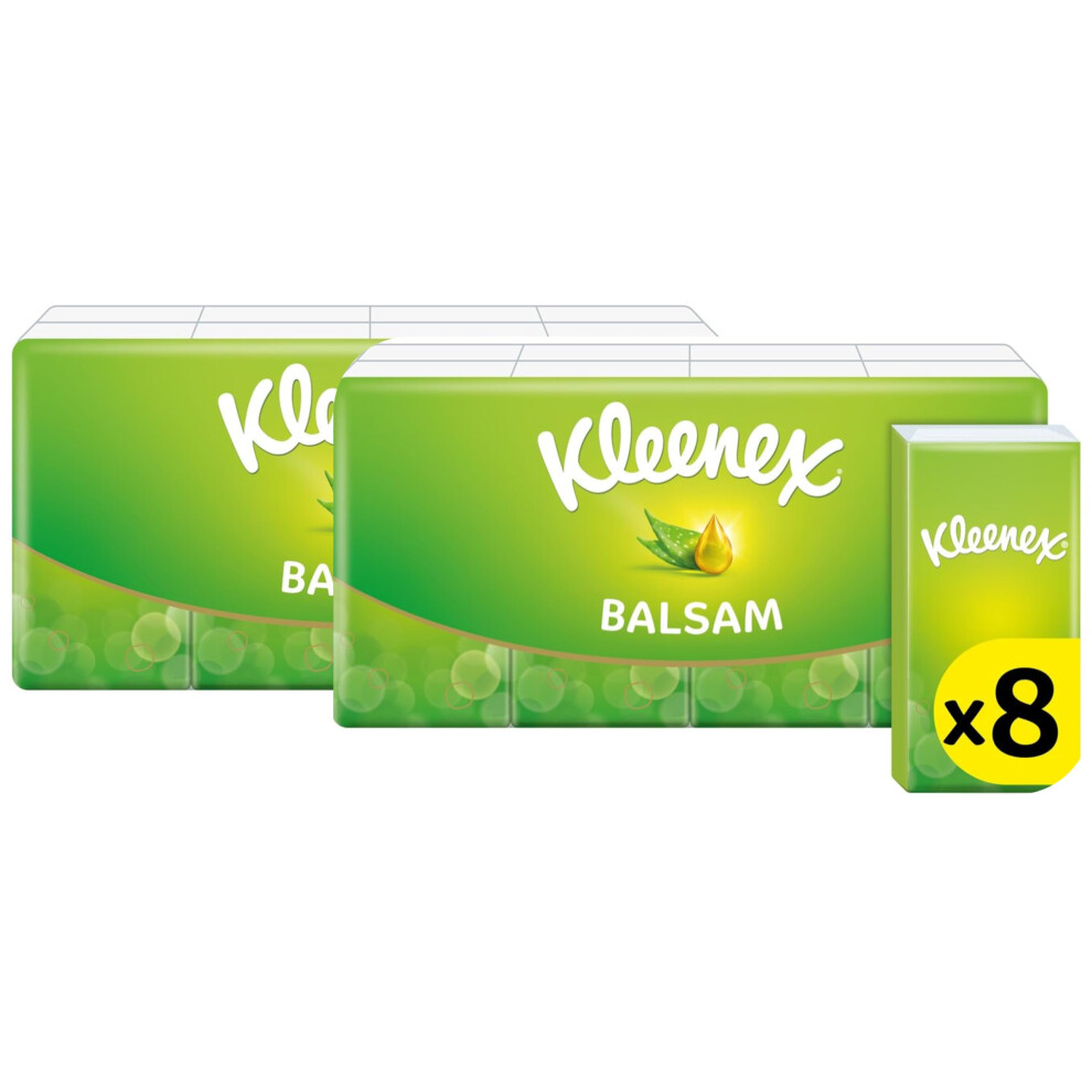 Balsam in Handy Pocket Pack Tissues - Balm Tissues Protect and Sooth Your Nose when You've got a Cold - Balmcare with Aloe Vera, Vitamin E and