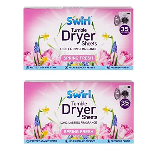 2 Pack Spring Fresh Tumble Dryer Laundry Sheets - 70 Sheets For Fresh Clothes and Linen