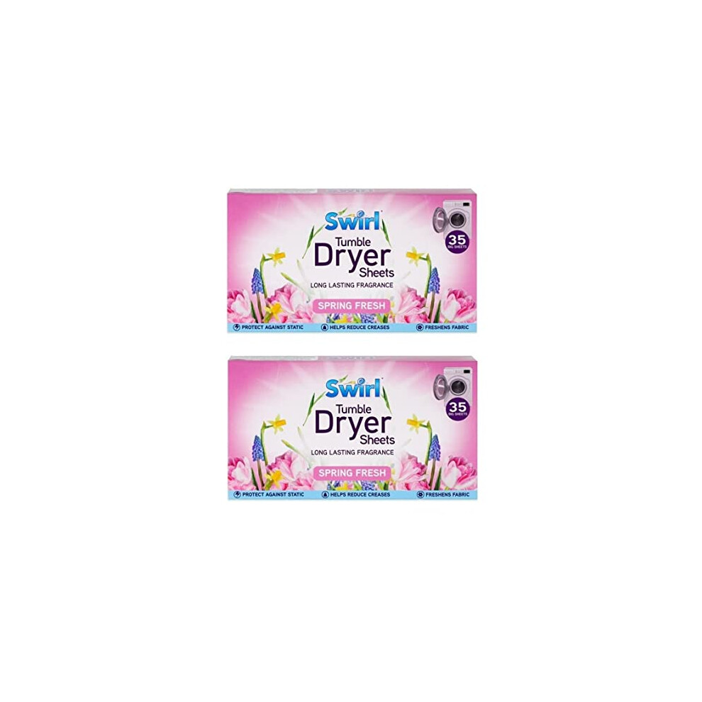 2 Pack Spring Fresh Tumble Dryer Laundry Sheets - 70 Sheets For Fresh Clothes and Linen