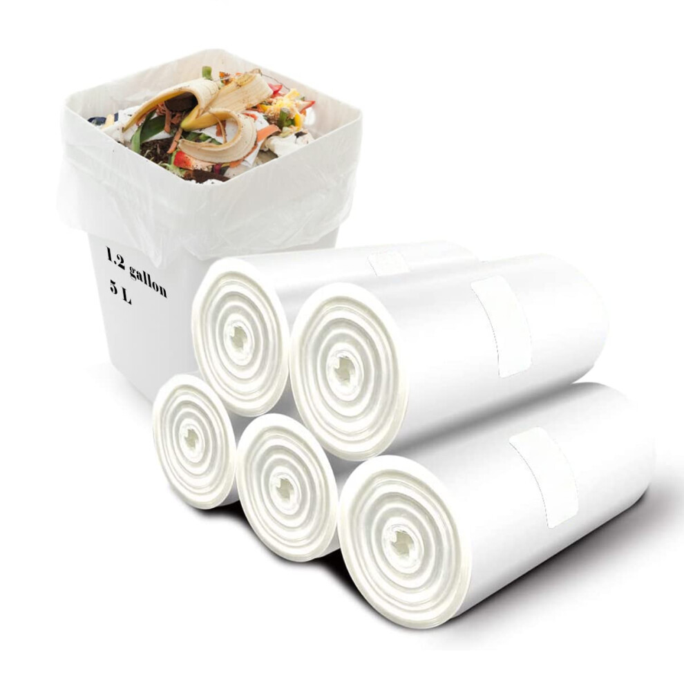 Aoriyar Biodegradable Bin Bags 120Pcs, 6 Liter Small Bin Liner, 100% Recycled, Tough & Degradable Compost Rubbish Bags For Household, Bathroom, Office,