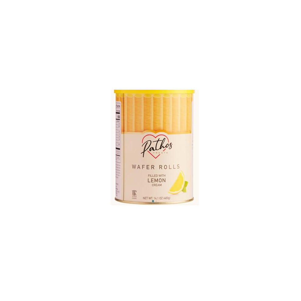 Wafer Rolls - Lemon-Filled Wafer Rolls - Wafer Rolls Filled with Luscious Lemon cream Decadent Treat Gift for Any Occasion, 400g Tin