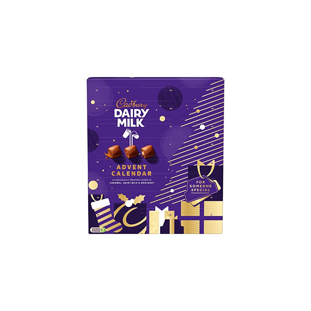 Cadbury Dairy Milk Chunks Advent Calendar - 6 X 258 G Christmas Chocolates (Caramel, Dairy Milk, Wholenut) - Ideal For Gifting