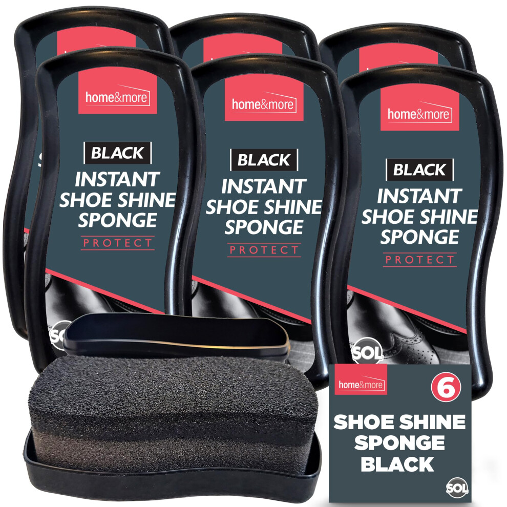 6pk Instant Shoe Shine Sponge Black | Black Shoe Polish, Black Boot Polish | Express Shine Sponge for Vinyl & Black Leather Shoes | Instant Shine To