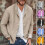 (BEIGE, 5XL) Men's Blazer Solid Color Cotton Jacket Plus Size 4