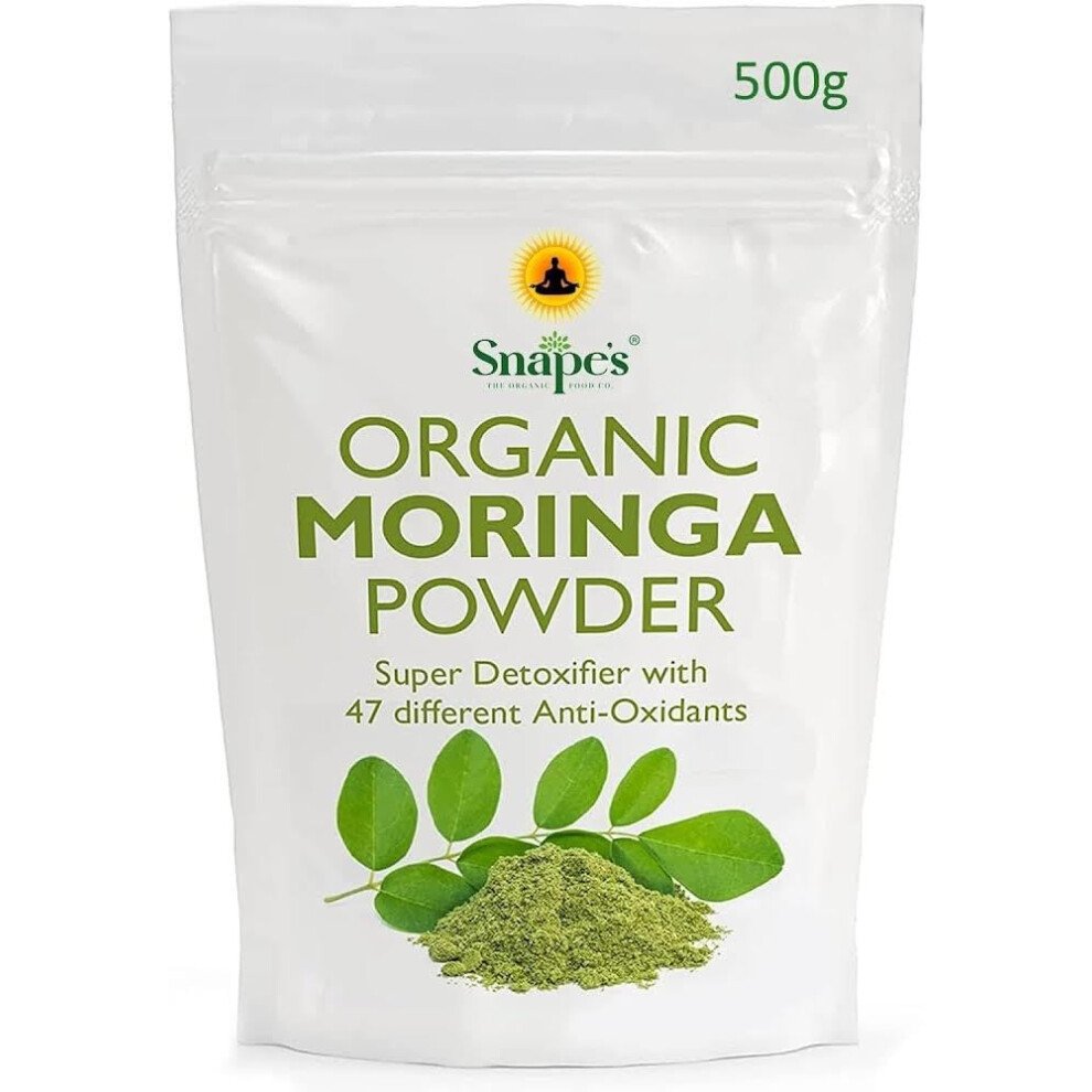 Organic Moringa Powder, 500g Premium UK Certified Organic Pure Moringa Leaf Rich in Essential Vitamins & Minerals