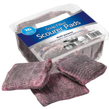 Soap Filled Scourer Pads, Pack of 16, Sponges Scrubbing Scouring Pad, Stain and Grease Cutting, Washing Up Scourer Non Scratch Scrub, Steel Wool