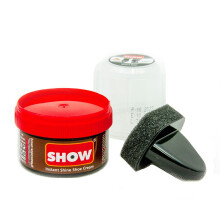 Brown Instant Shine Shoe Polish Cream with Sponge for Shoes Boots Bags - Unisex 50ml 1 Unit Polish Cream - Leather Nourishment and Conditioner - Shoe