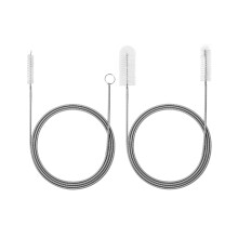 QWORK 2Pcs Long Straw & Drain Cleaner Brushes, Stainless Steel Wire, Nylon Bristles, 155cm, For Kitchen Drains, Sinks & Refrigerator Drains
