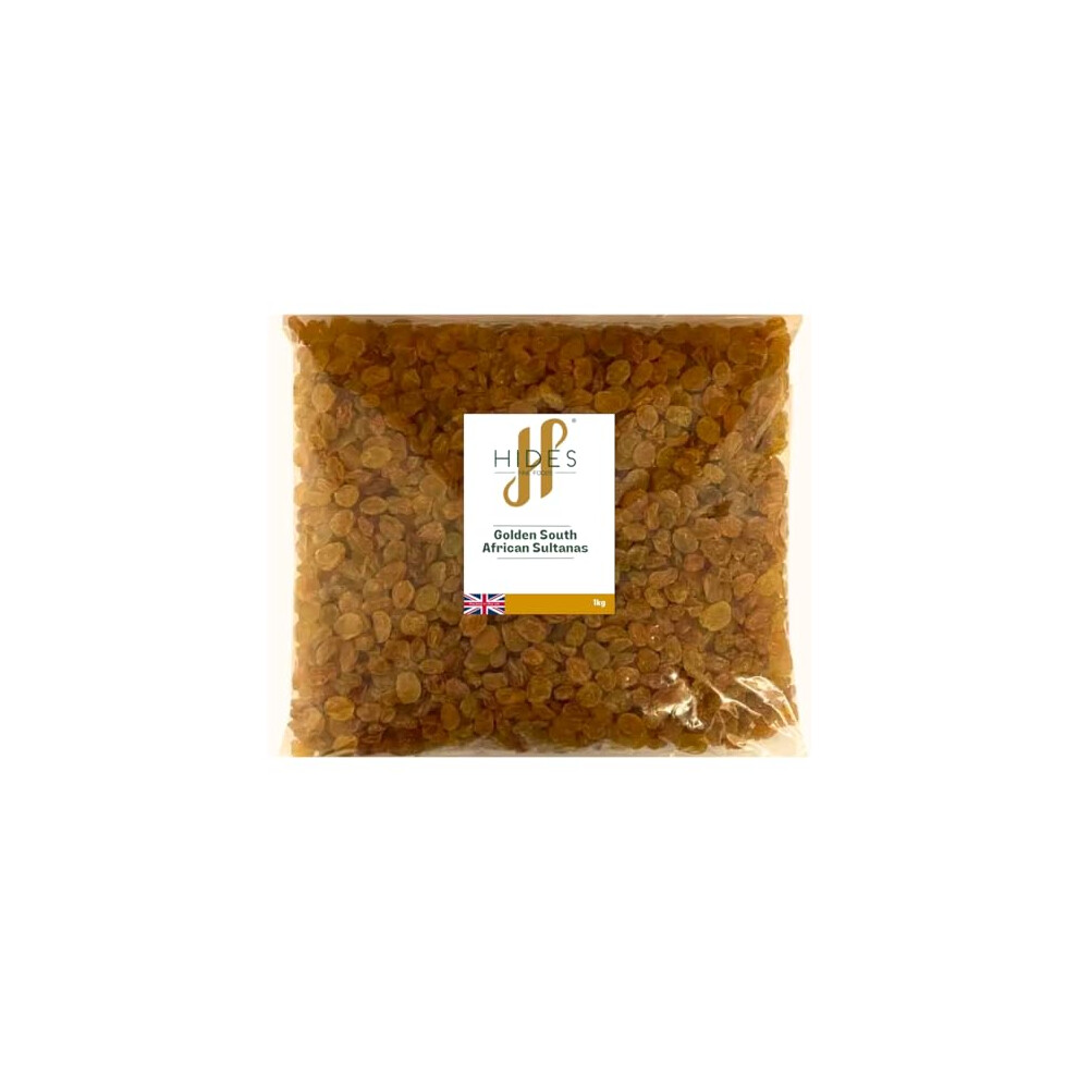 Hides Fine Foods - Golden South African Sultanas 1Kg - Gmo Free - Suitable For Vegetarians - Baking - Desserts - Cakes - Cookies - Tart - Mince Pies - Granola