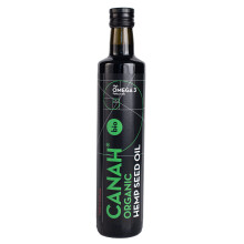 Canah Organic Hemp Seed Oil 500 ml - Cold Pressed Unrefined, Vegan, Rich in Omega 3 Omega 6 Fatty acids & Vitamin E, Certified Kosher + Bonus Free