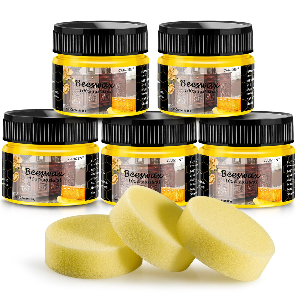 Beeswax Furniture Polish, Wood Seasoning Beeswax for Furniture CARGEN Wood Wax for Dining Table Floor Doors Chairs Cabinets to Protect and Care 5pcs