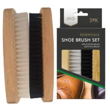JKG 2 SHOE POLISH BRUSHES - Shoe Cleaning Brushes | Brown Black Shoe Polish Buffing Brushes For Leather Shoes | Soft Brush Applicator & Buffing