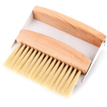 Small Dustpan and Brush Set Mini Portable Dustpan and Brush Wooden Table Brush Metal Dust Pan for Sweeping Table Tabletop, Countertop, Desktop