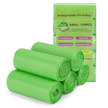 Biodegradable Bin Bags, 20 Litre 150 Counts Bin Liner for Countertop Bin. 5.2 Gallon Trash Bags,Rubbish Bags, 100% Recycled,Thick, Degradable Garbage