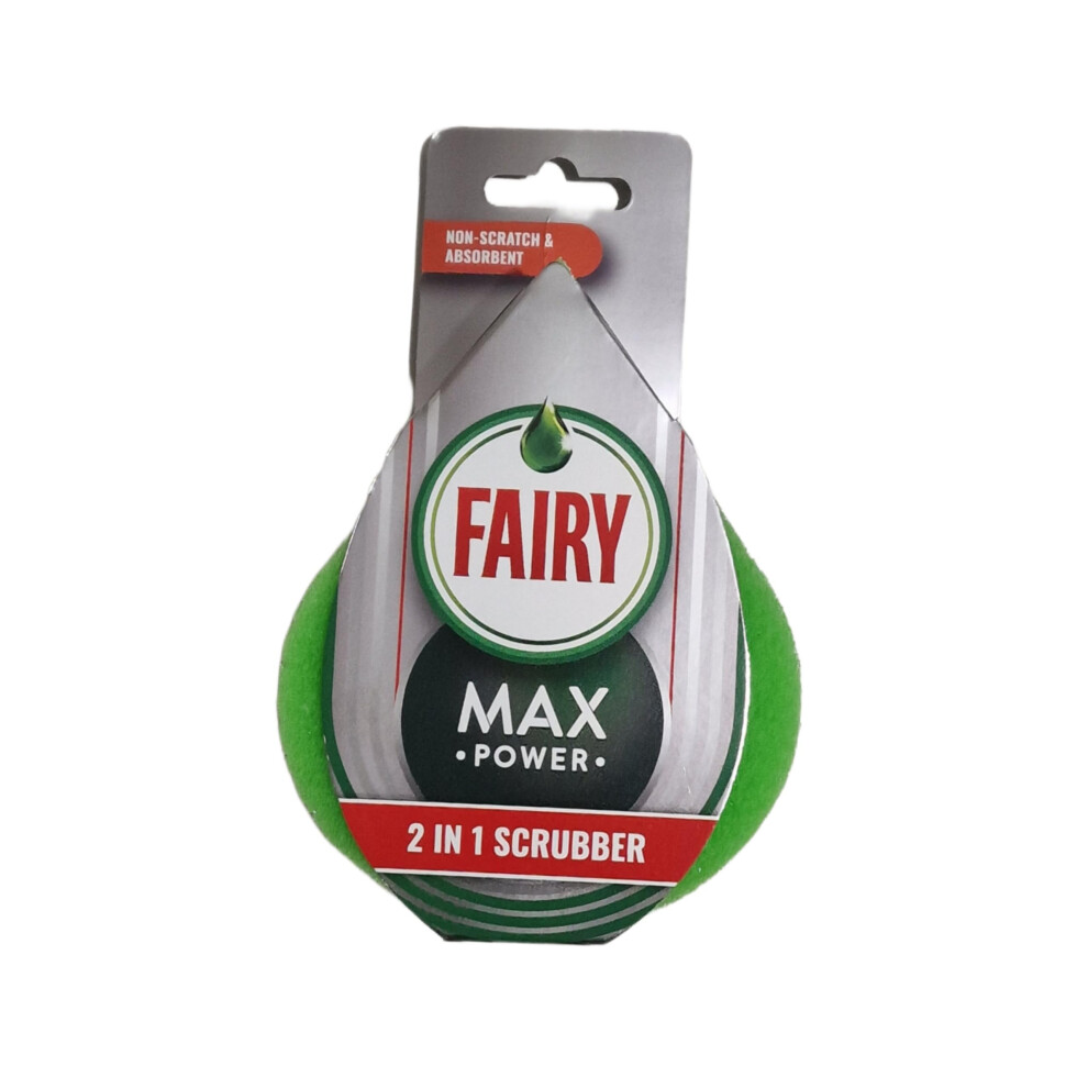 Fairy Teardrop MAX POWER 2 IN 1 Scrubber Washing Up Non-Scratch Sponge 1 Pack NEW from ADDiS
