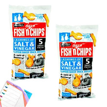 Burtons Fish 'N' Chips Salt Vinegar Flavour 10 Snack Packs of 25g (2 Packs of 5 each) Irresistible Baked Snack Biscuits | Included Jaspem Shopping