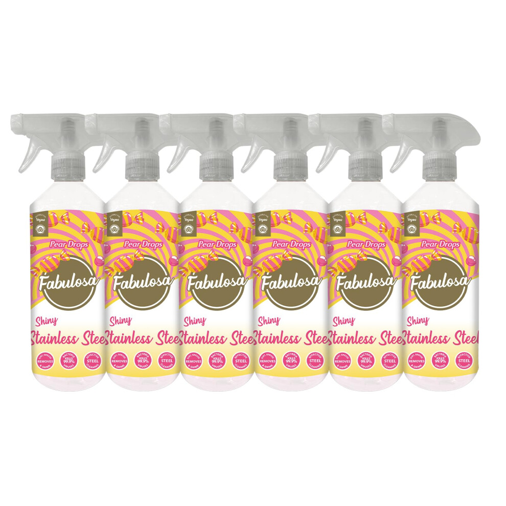 Clear Multi-Purpose Anti-Bacterial Stainless Steel Trigger Spray with Lasting Fragrance, Pack of 6, 500ml, Pear Drops