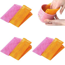6 Pcs Dish Washing Net Cloths Rapid Dry Scourer Mesh Washing Cloths Mesh Non-Stick Dish Cloth Wash Cloths for Kitchen Dishwashing Washing Up