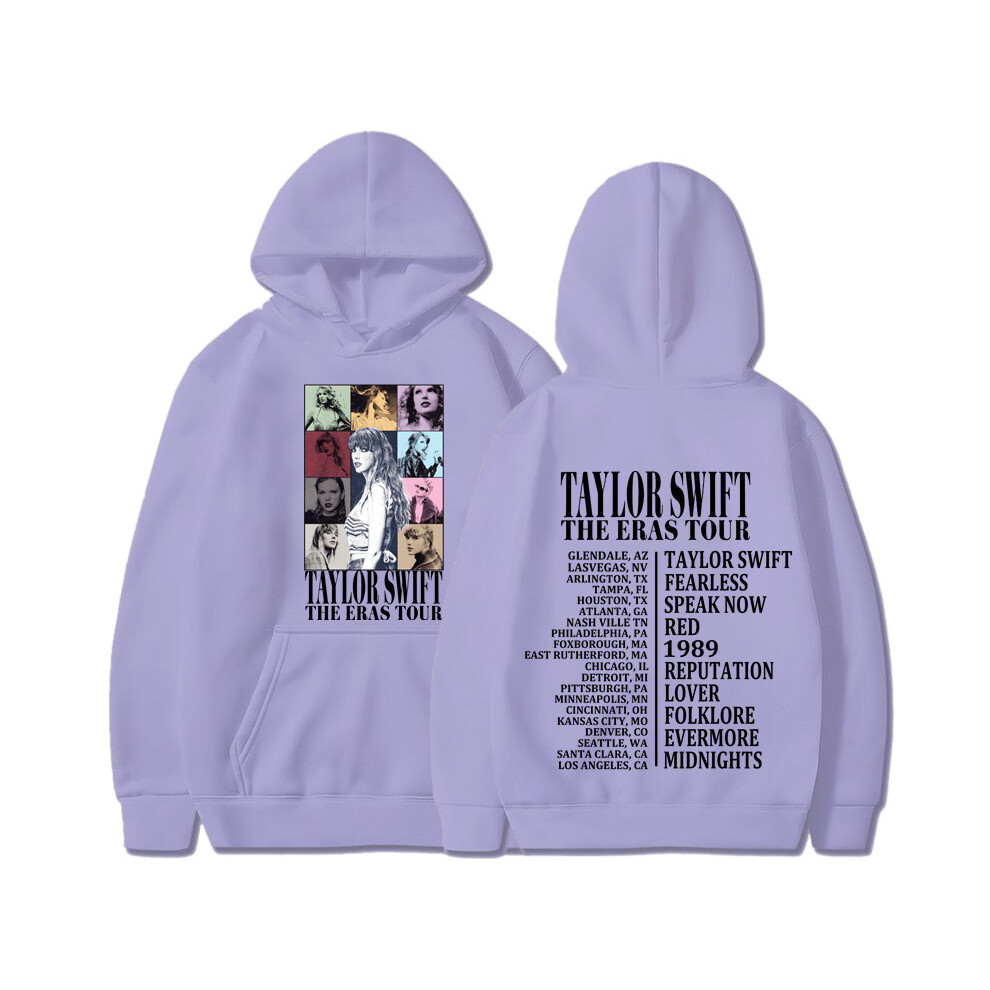 (Light purple, S) Unisex Taylor Swift The Eras Tour Hoodies Hooded Sweatshirt Pullover Tops Casual Blouses