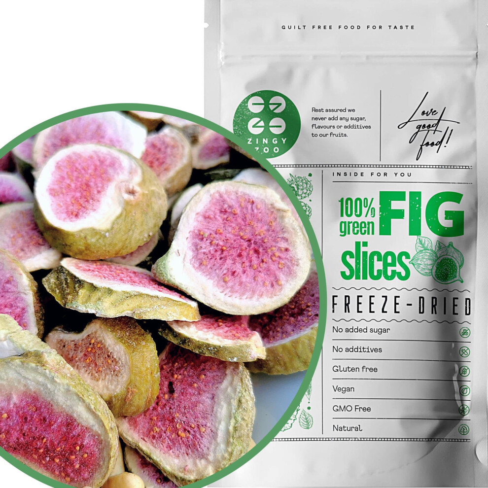 Zingy Zoo Freeze Dried Figs Slices | 100% Natural | No Added Sugar | Gluten Free Healthy Snack, Cake Decoration, Smoothie | Dry Figs Raw Freeze Dried Snack |