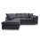 (Black, Left Hand Corner) Casper Chenille Fabric Corner Sofa Range 1