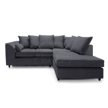 (Black, Right Hand Corner) Casper Chenille Fabric Corner Sofa Range