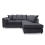 (Black, Right Hand Corner) Casper Chenille Fabric Corner Sofa Range 1